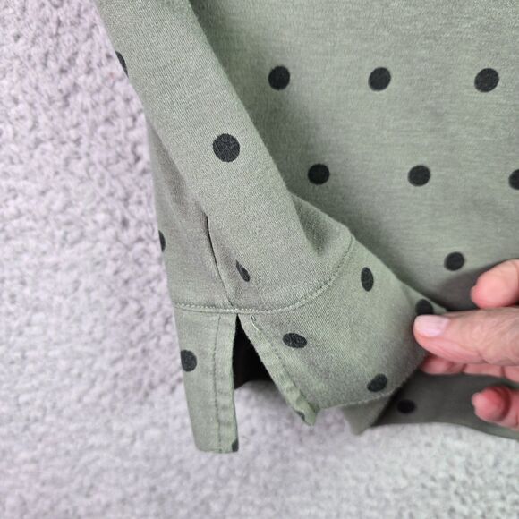 Croft & Barrow XXL Green Polka Dot Extra Soft Pullover Split Hem Long Sleeve - Picture 5 of 9